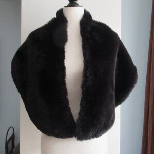 Faux Fur Shawl Wrap One Size 50" L x 12" H Black, Fully Lined
